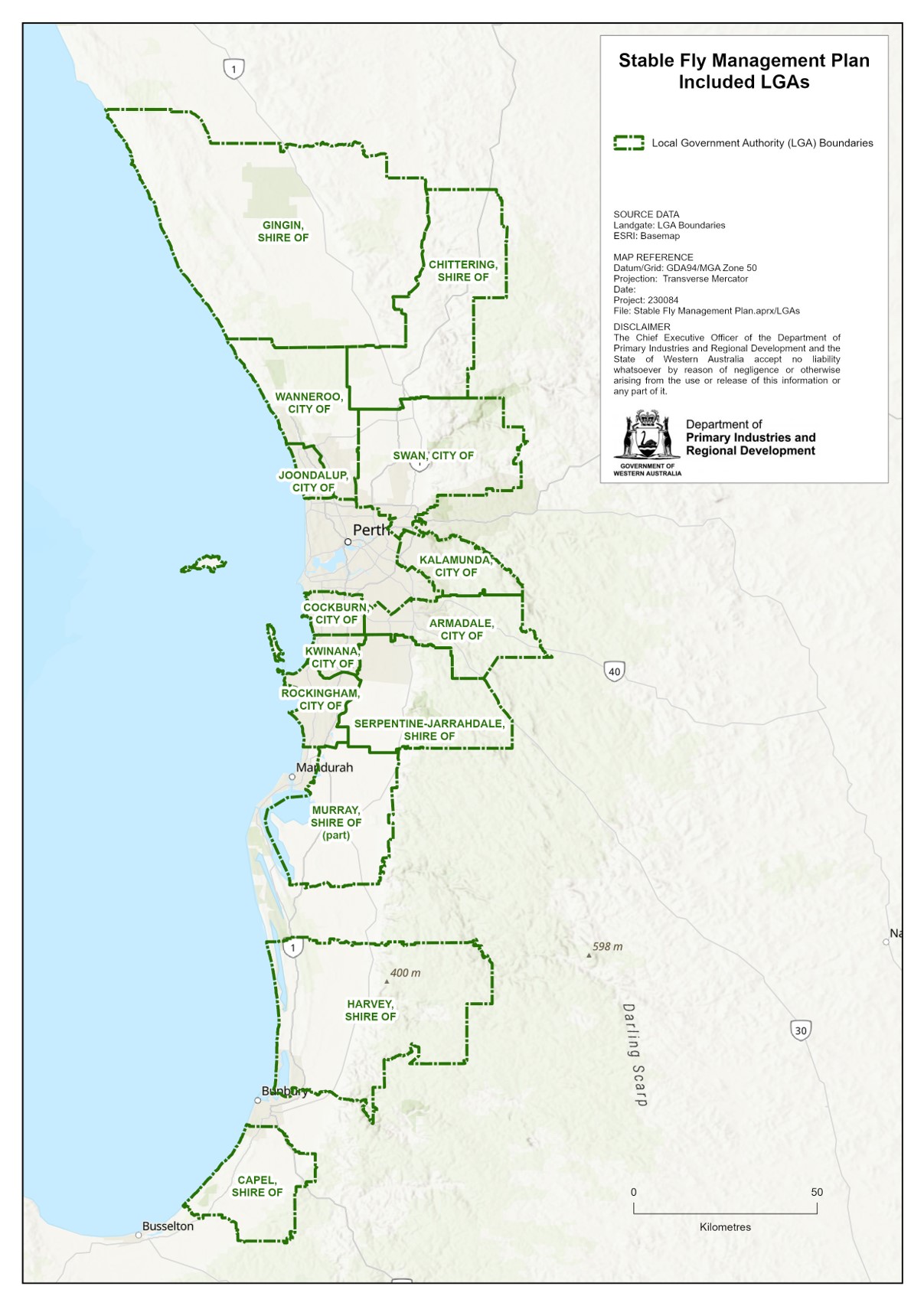 local government areas where stable fly is a declared pest