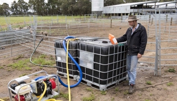 Farmer checking chemicals