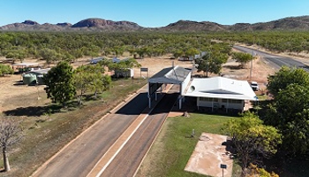 Aerial of Quarantine WA border checkpoint Kimberley